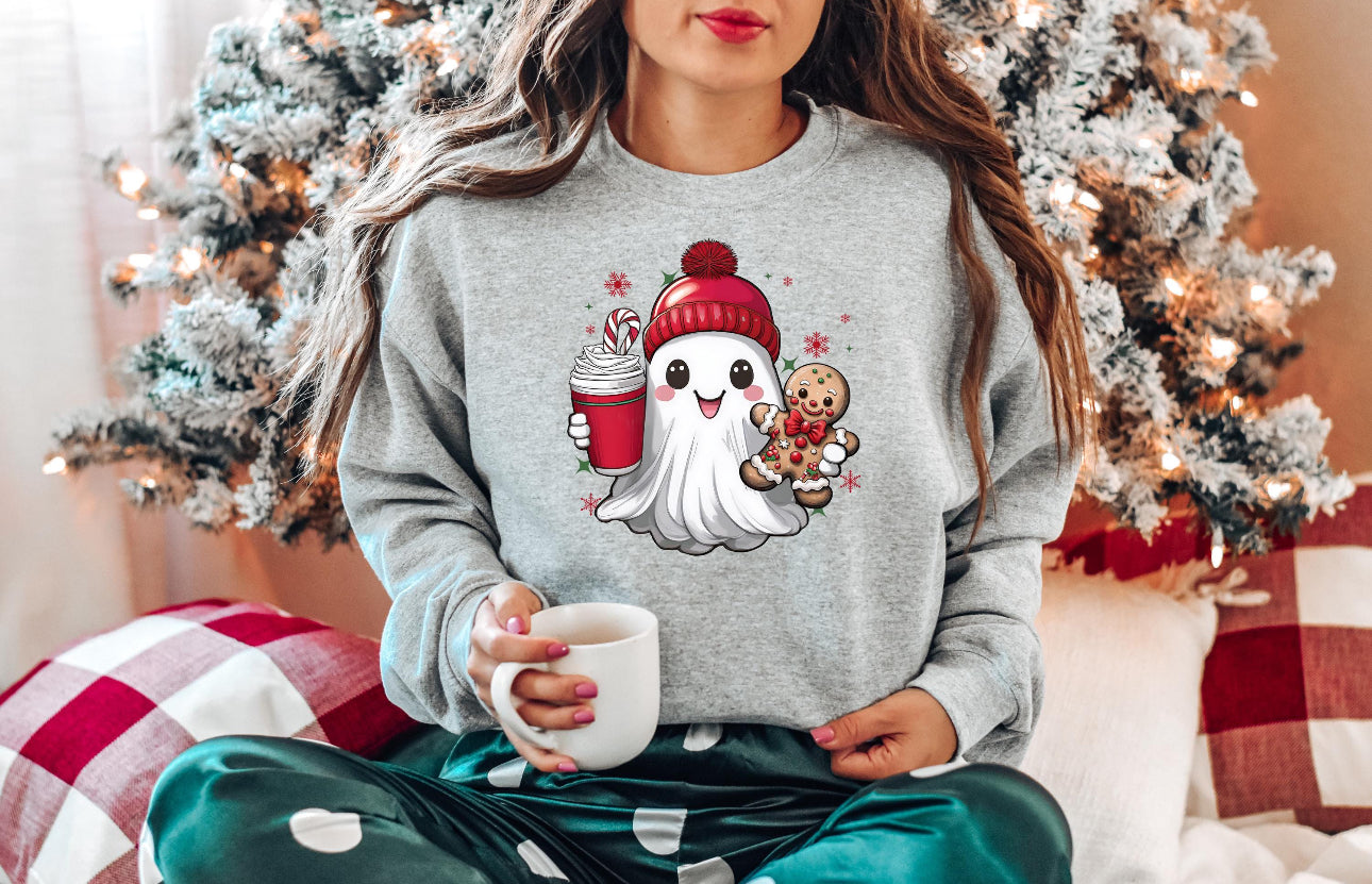 Cute Xmas Ghost with Gingerbread
