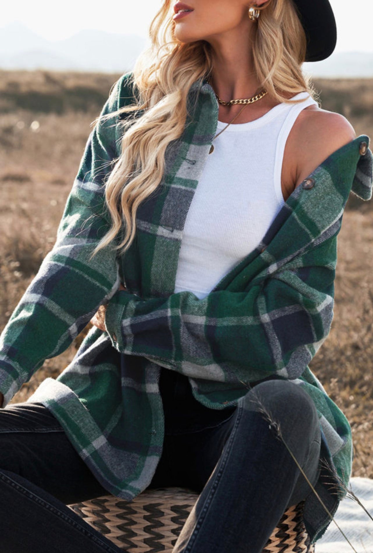 Green Plaid Shacket