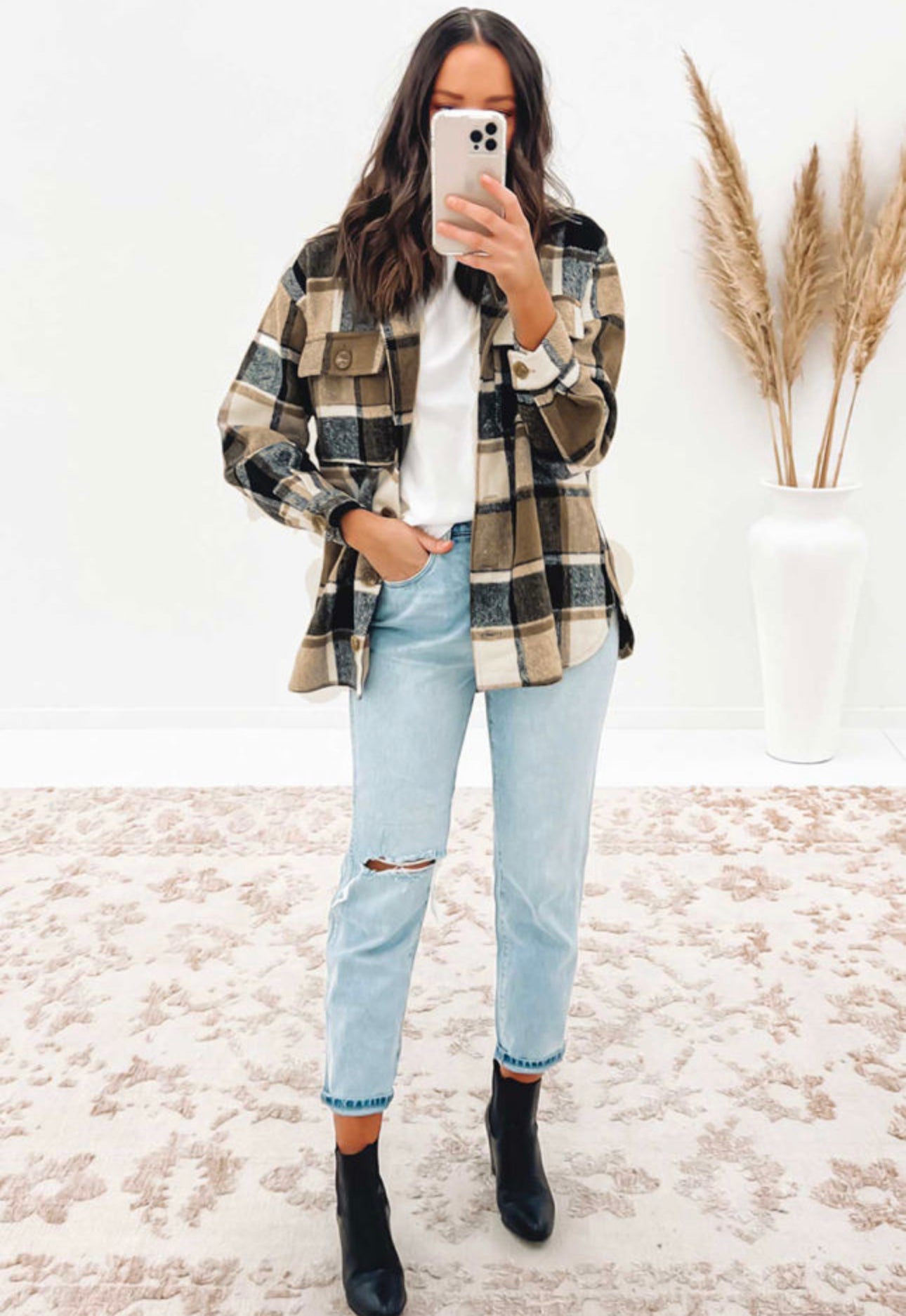 Brown & Black Bold Plaid Shacket