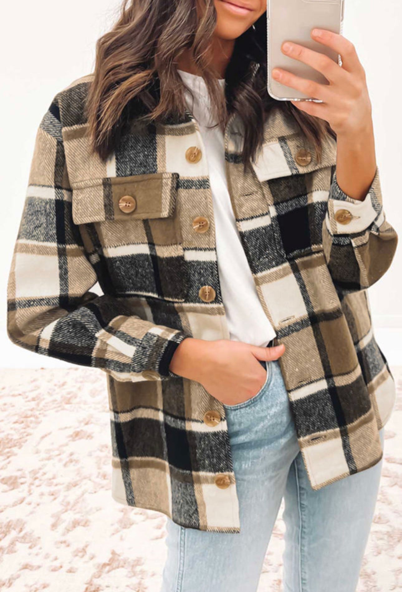Brown & Black Bold Plaid Shacket