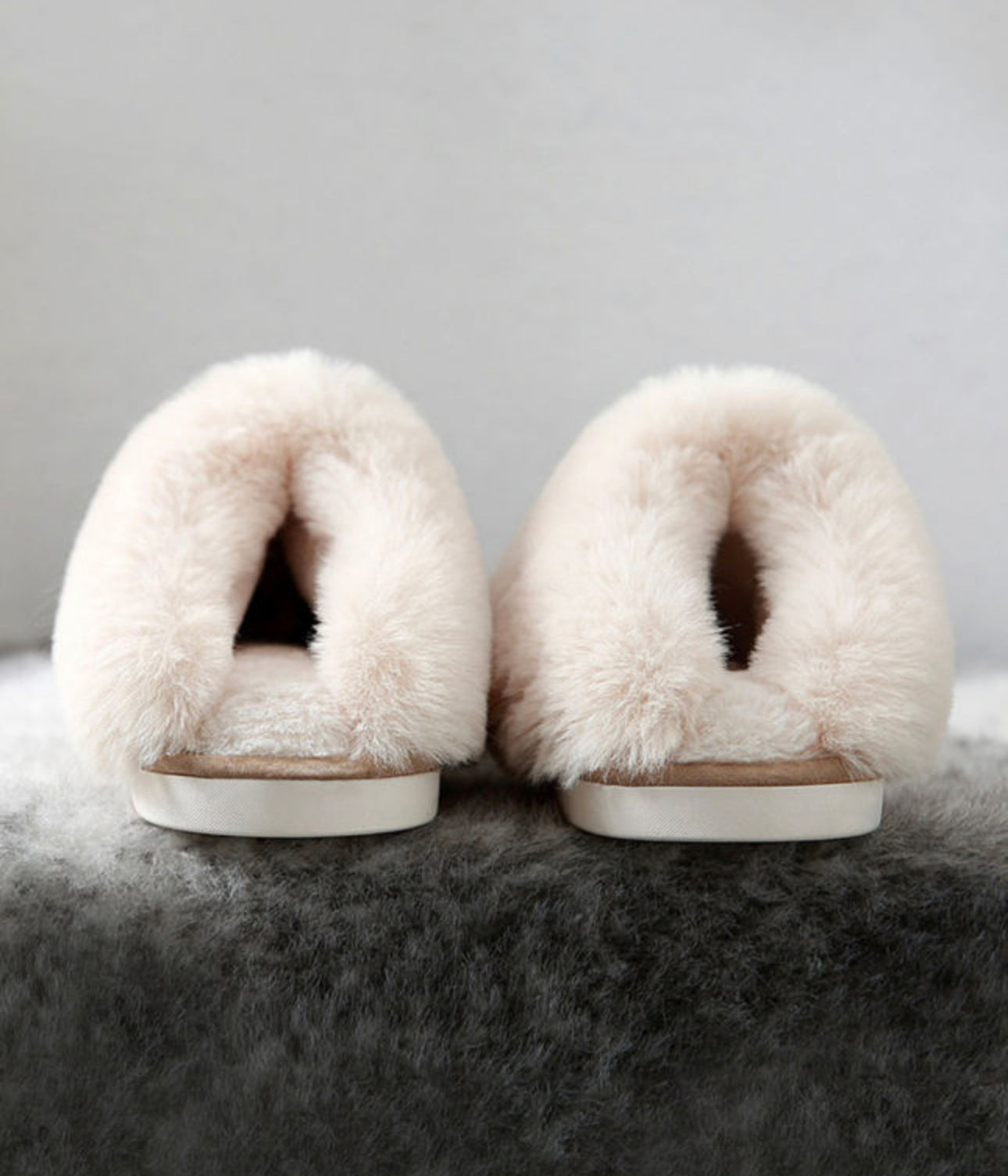 Khaki Fleece Lined Plush Slippers