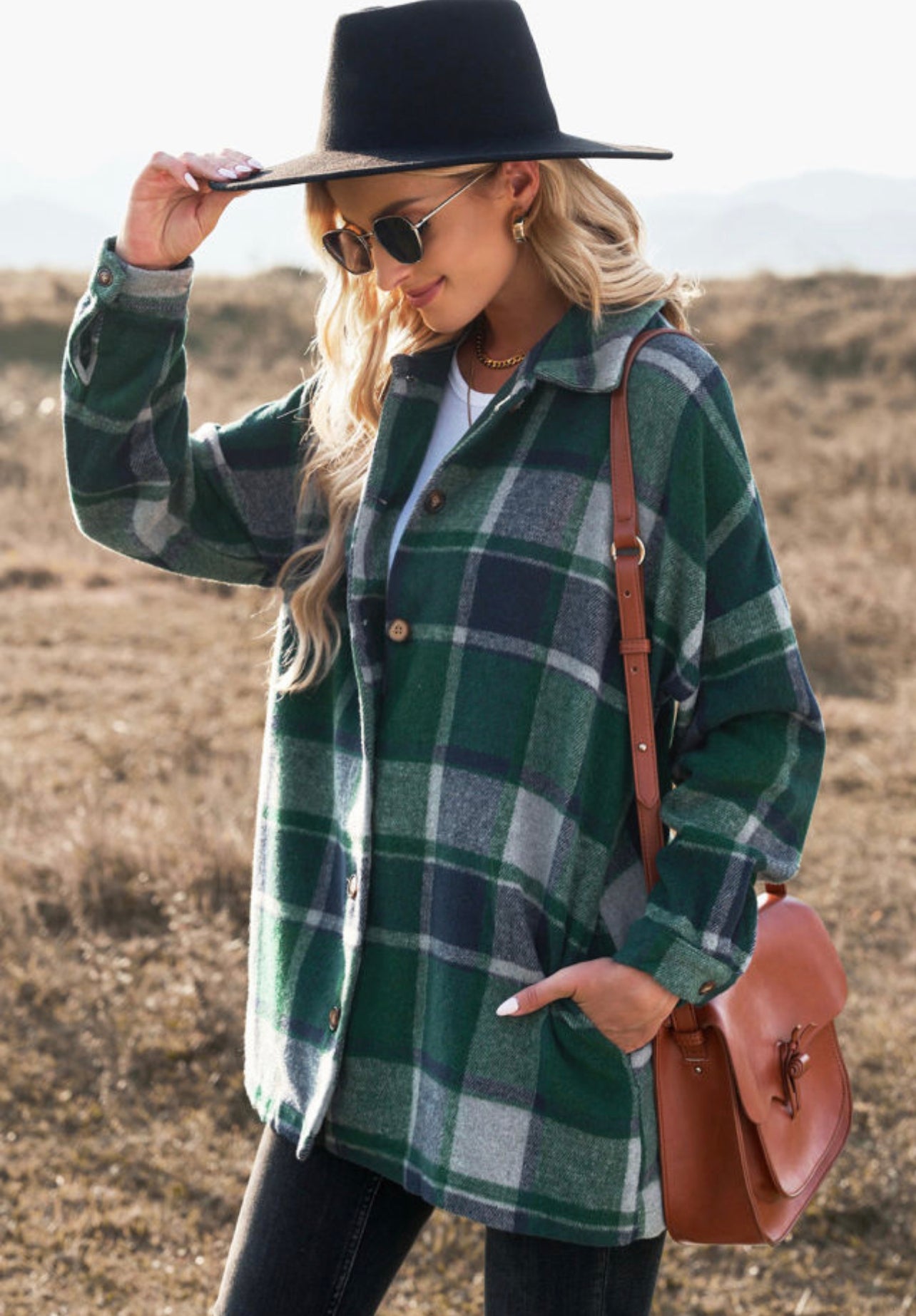 Green Plaid Shacket