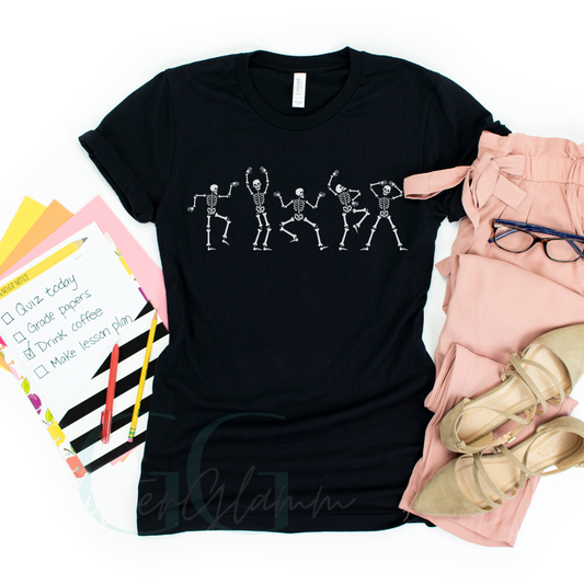 Dancing Skeletons - orange Tee