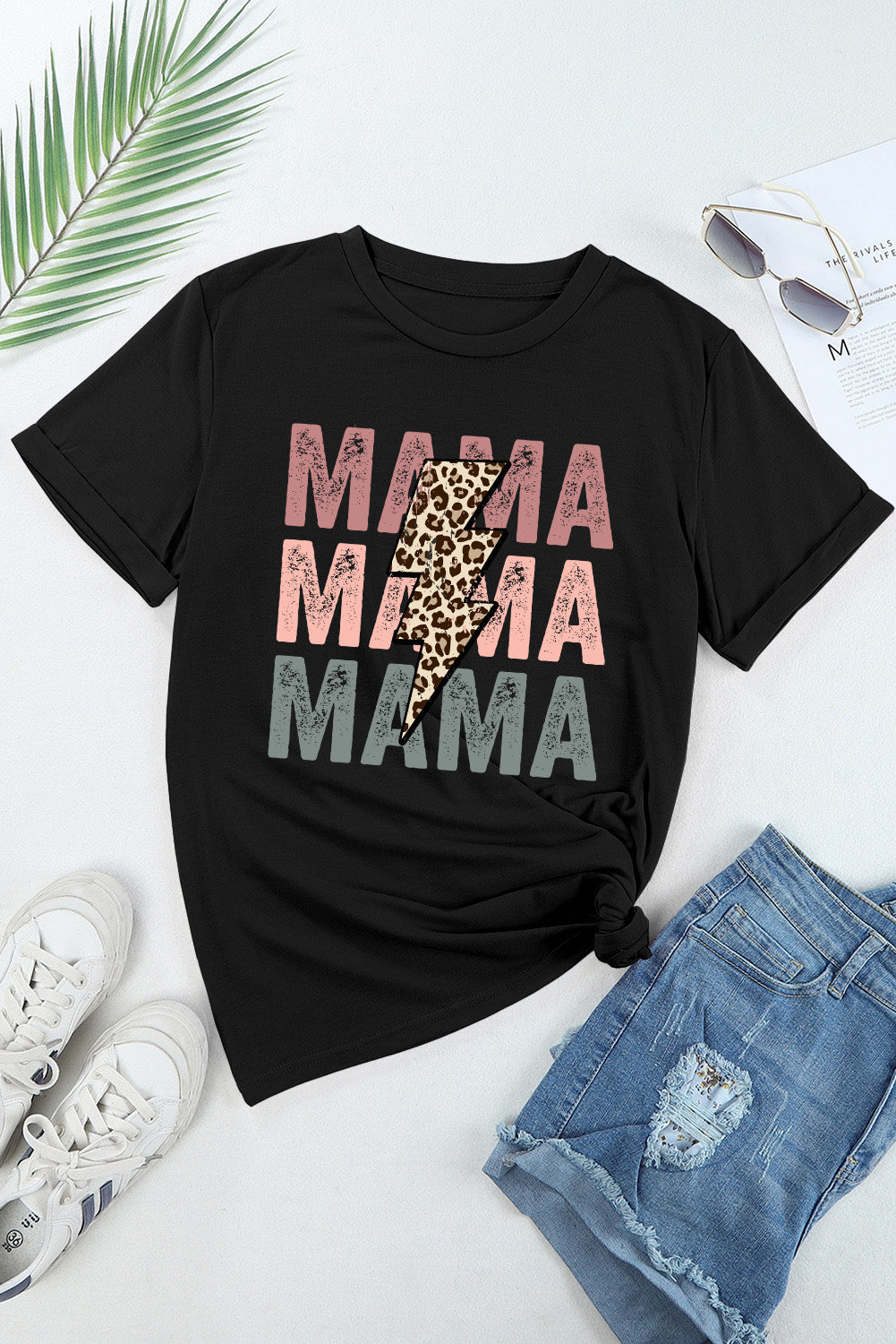 Black MAMA Bolt Graphic Tee