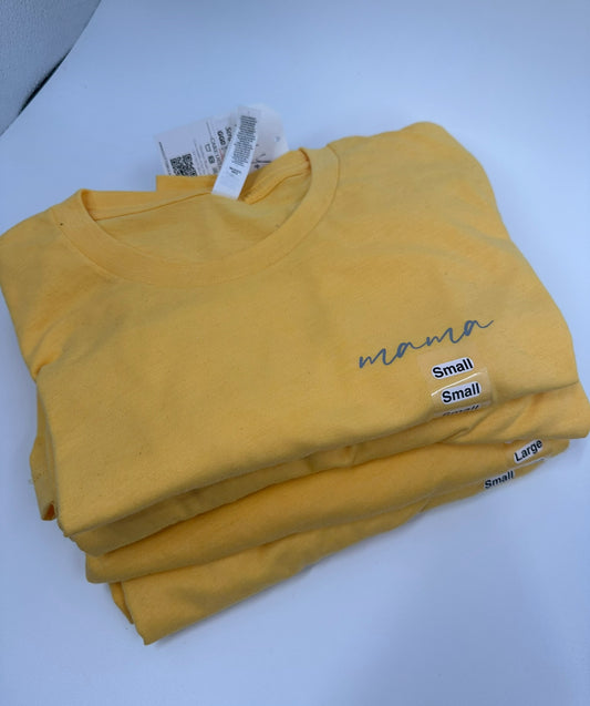 scripted mama yellow tee