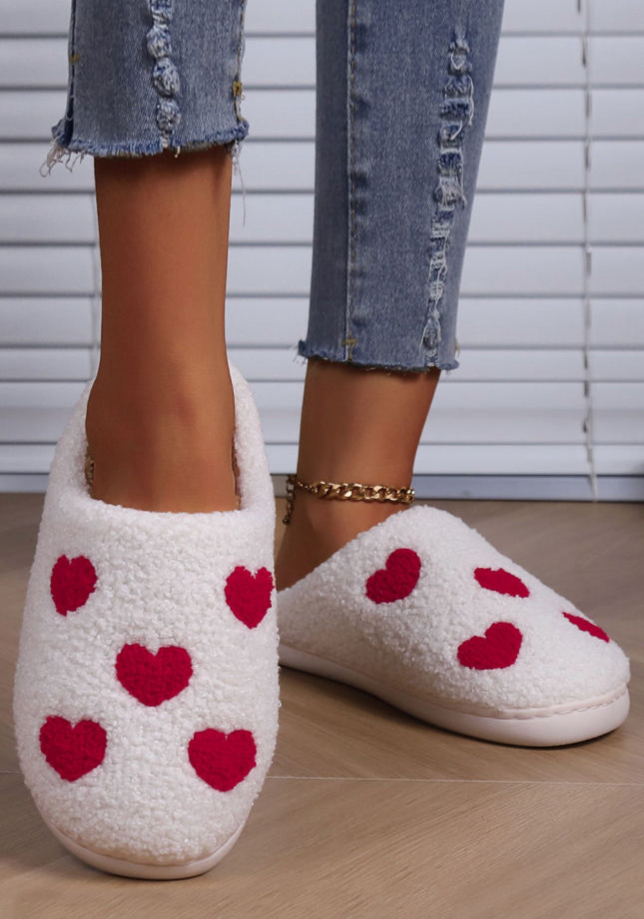 Valentines Day Plush Heart Slippers