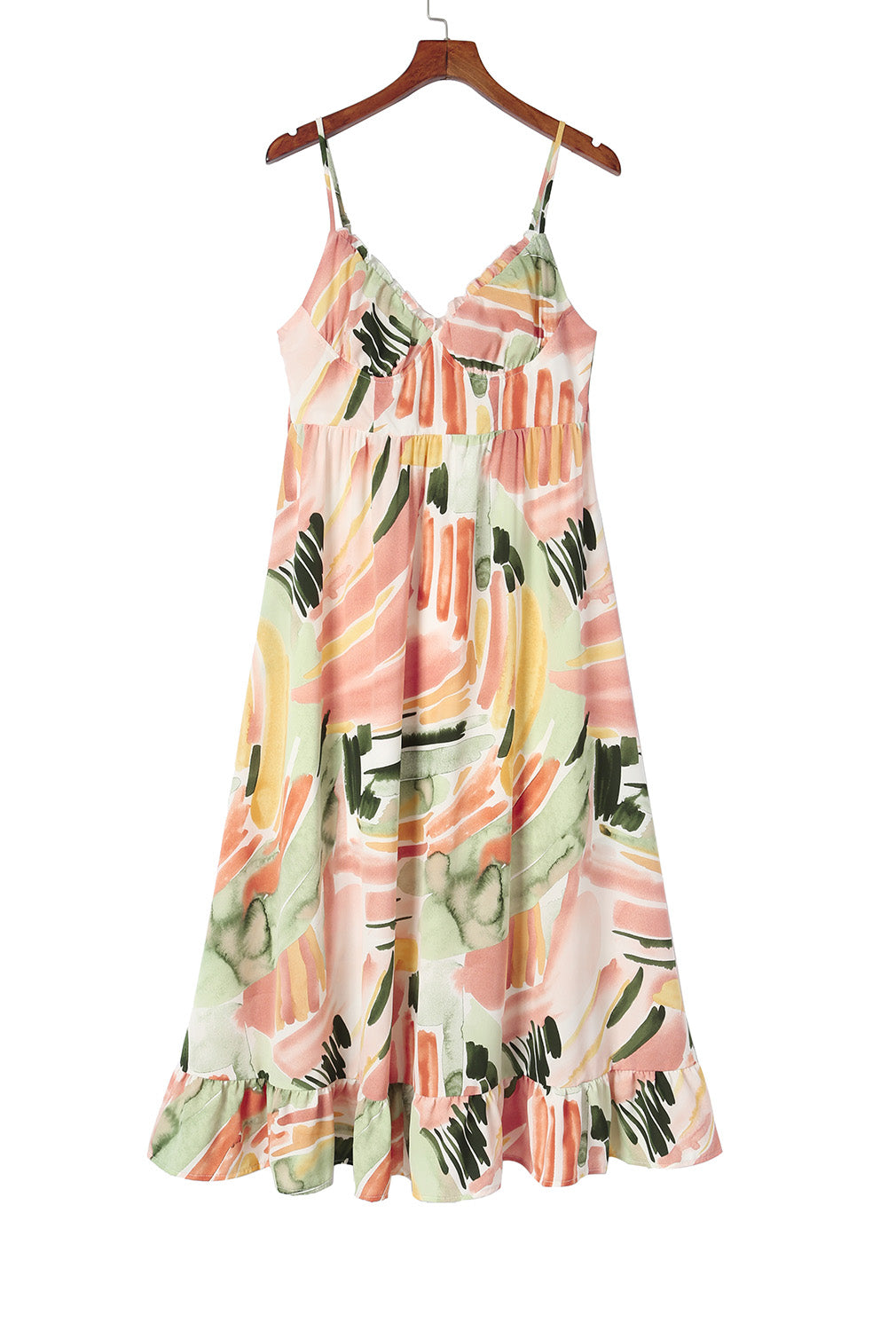 Multicolor Spaghetti Straps Graffti Print Long Dress