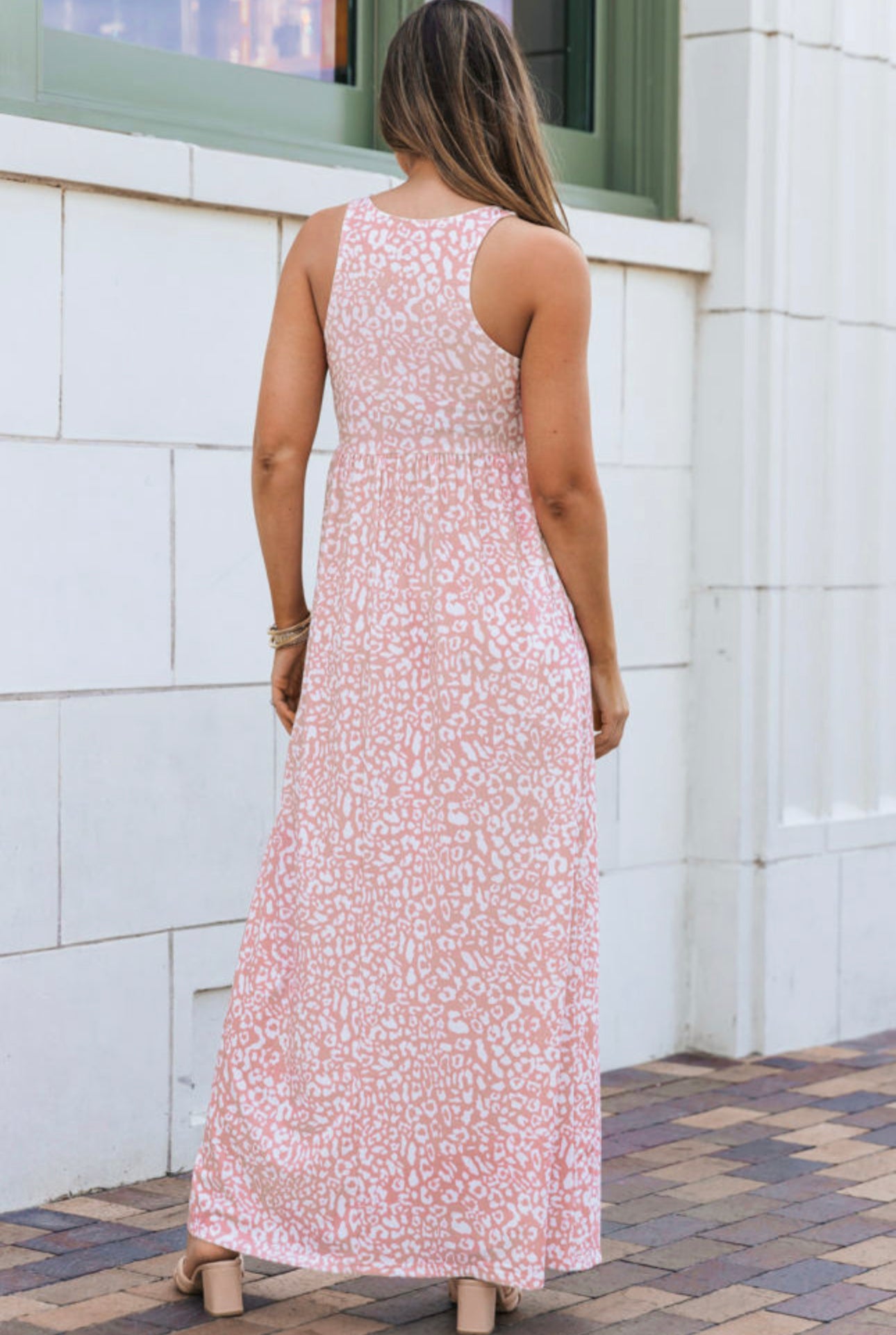 Pink Leopard Pocketed Maxi Dress